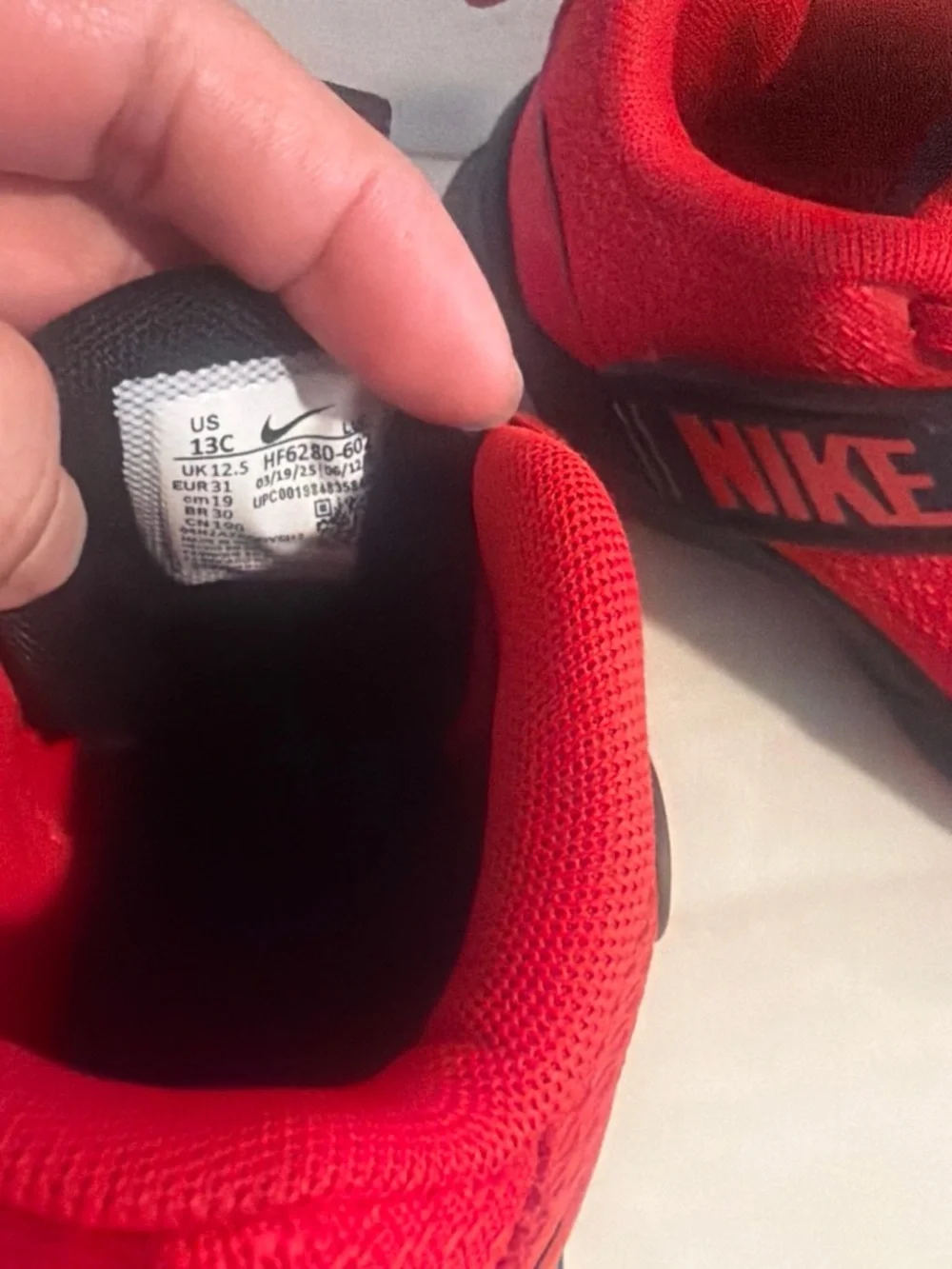 Nike Kids Red and Black Strap Basketball Sneakers